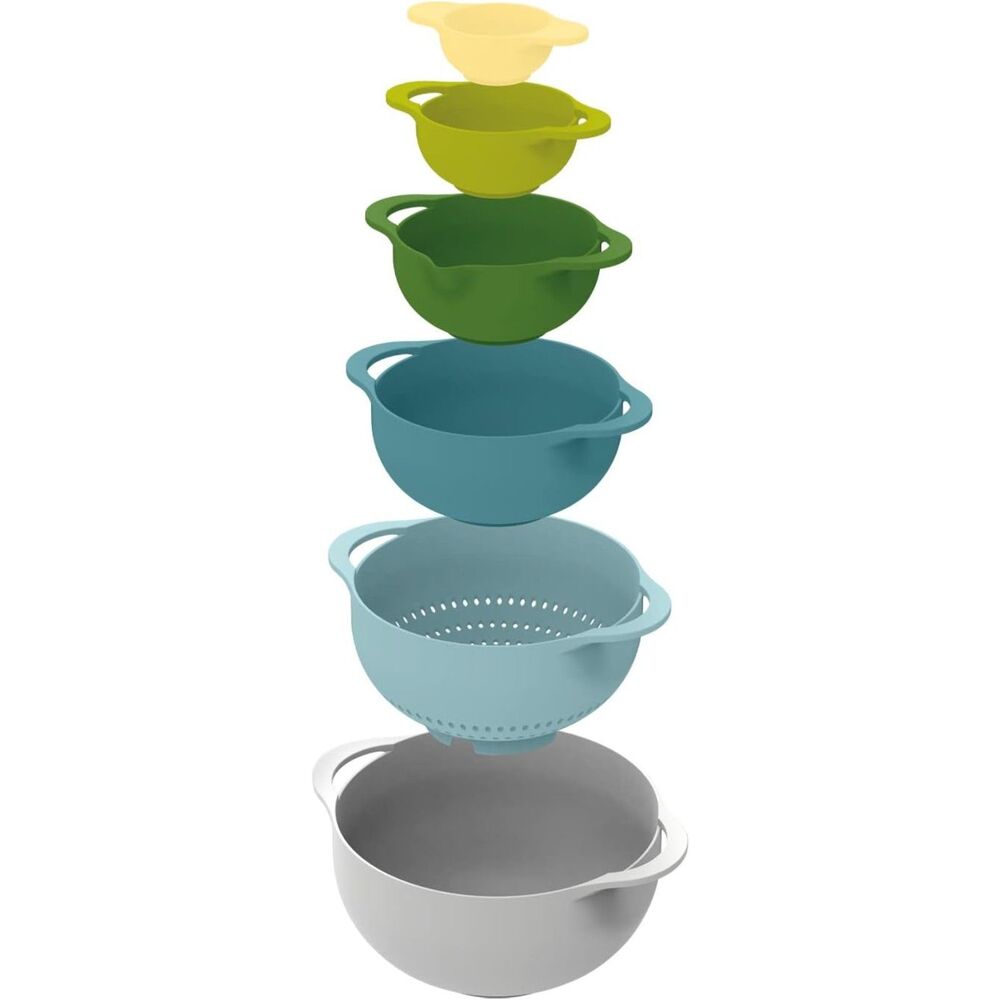JOSEPH JOSEPH Duo 6-Piece Compact Food Preparation Set with Mixing Bowls Set